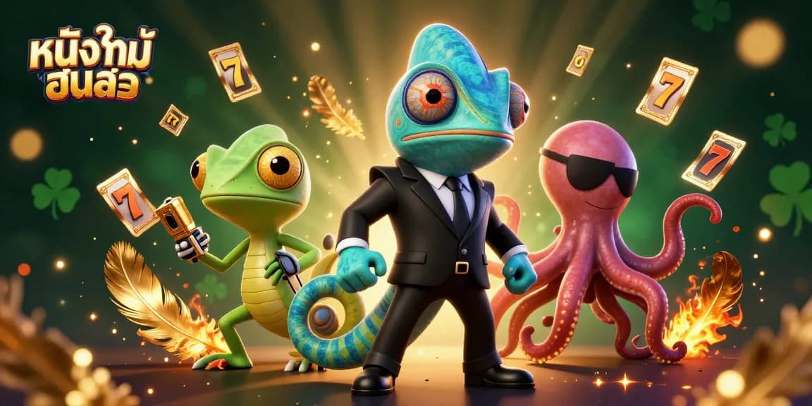 Experience thrilling หนังใหม่ชนโรง action with colorful casino elements exploding throughout the dynamic illustration.
