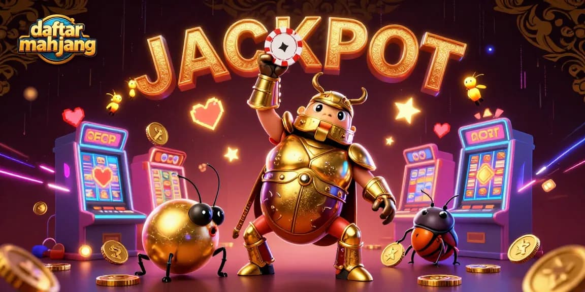 Engage with daftar mahjong in a vibrant 3D illustration featuring tokens in winning poses.
