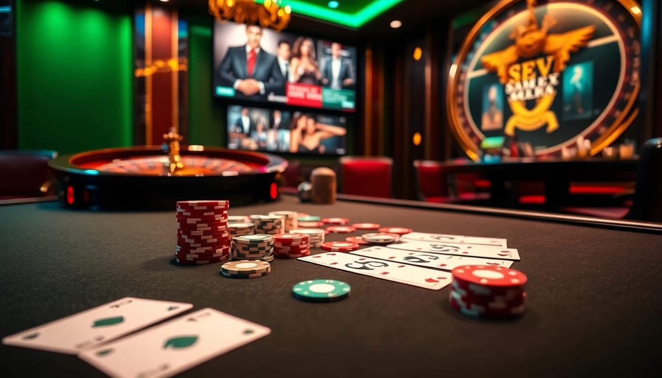 Experience thrilling gaming with sex game themes at a luxurious casino scene.