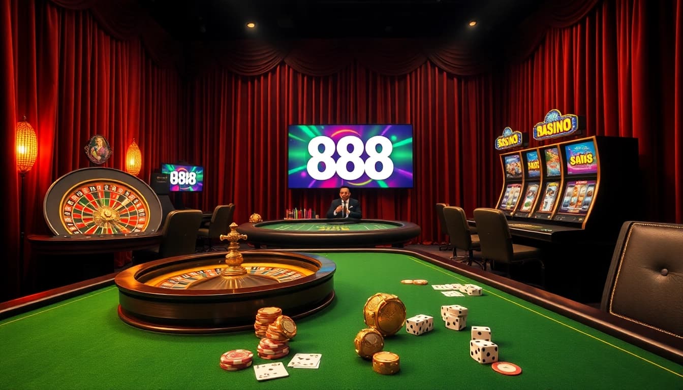 Experience thrilling gambling with u 888 at a luxurious online casino featuring roulette and vibrant slot machines.
