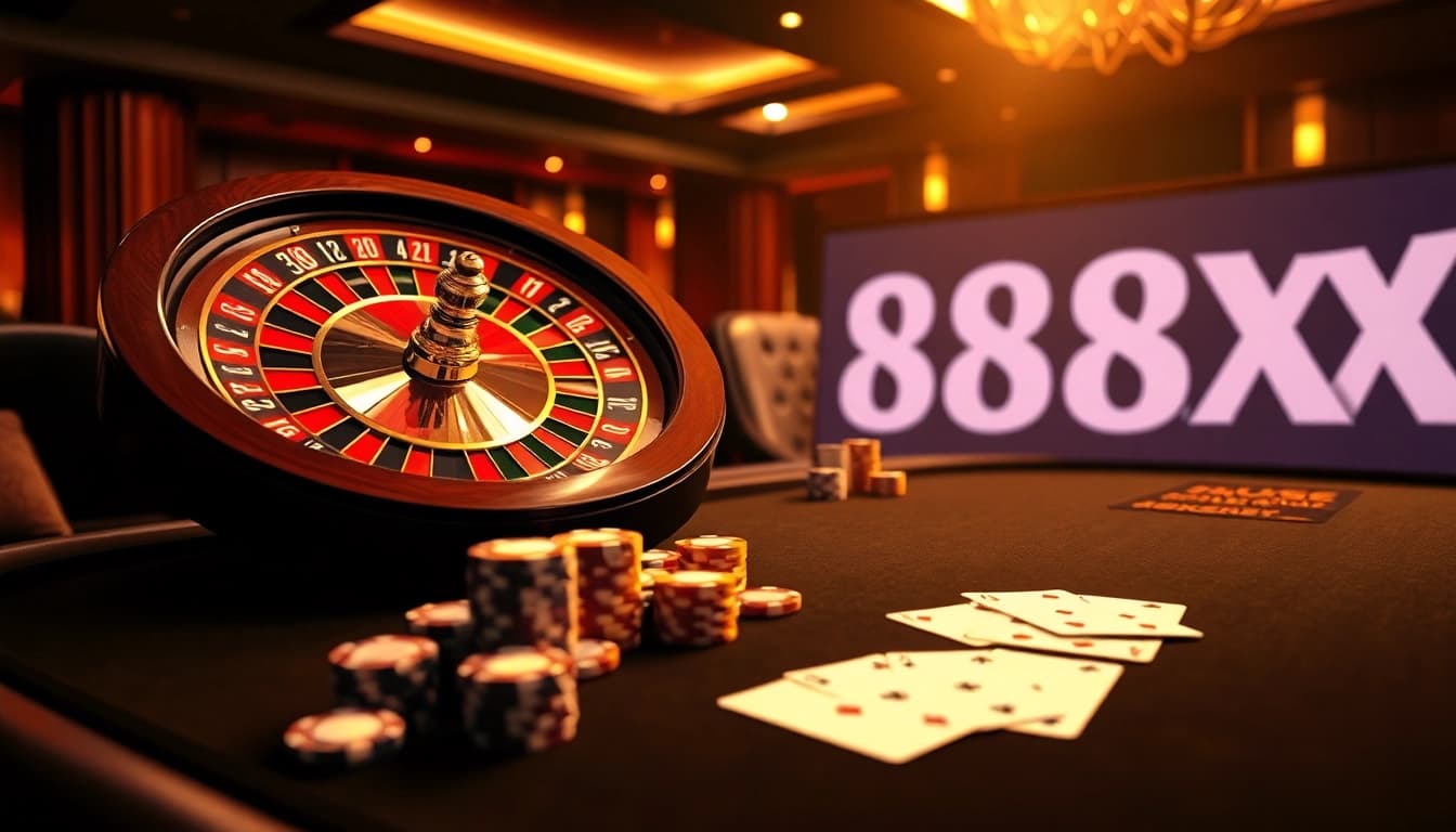 Experience the thrill of gambling with 88xx at a luxurious casino table.