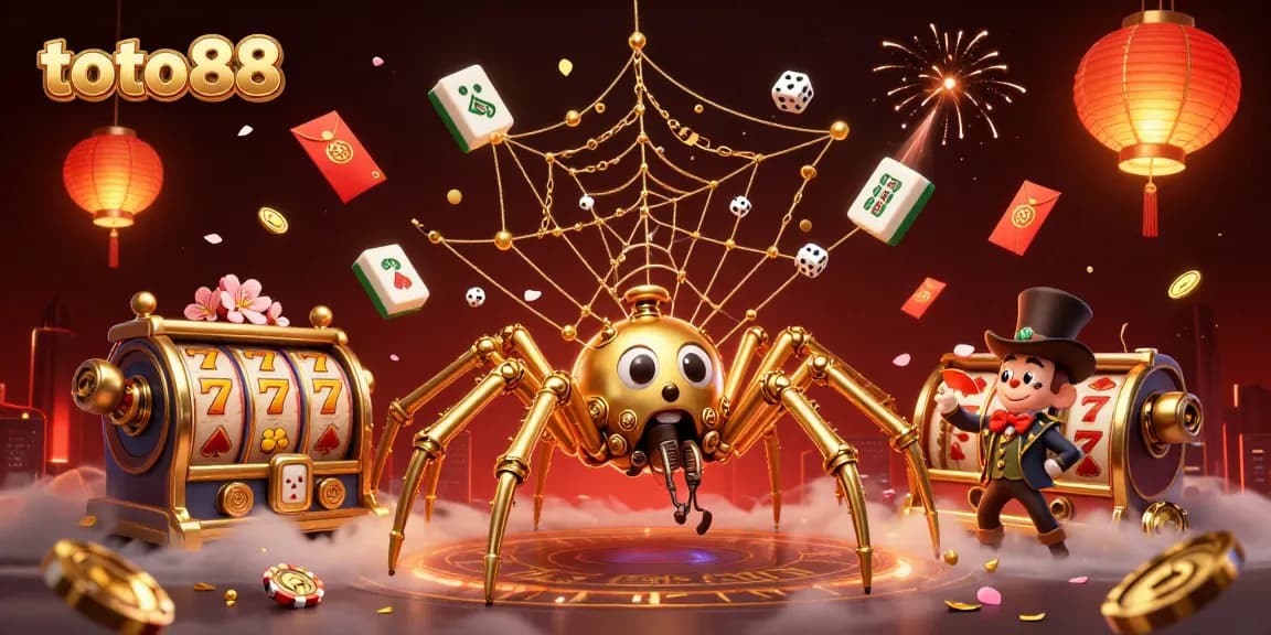 Experience excitement with the toto88 golden spider catching dice in a dynamic casino scene.