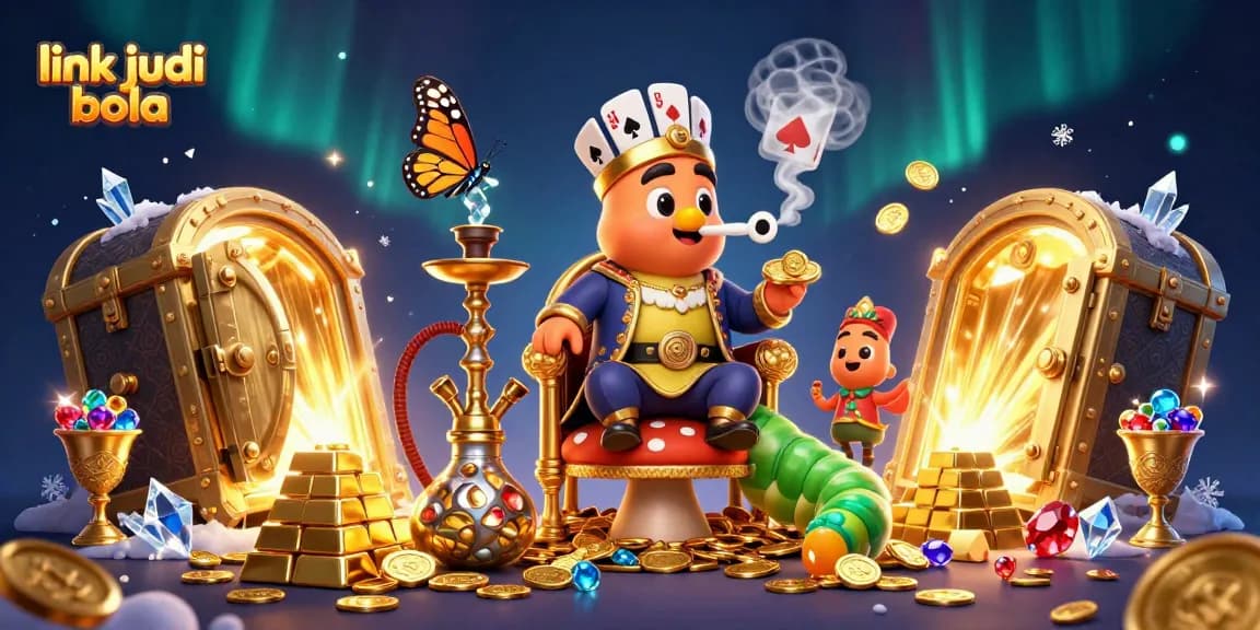Experience the thrill of link judi bola with this vibrant, magical 3D illustration depicting casino excitement.