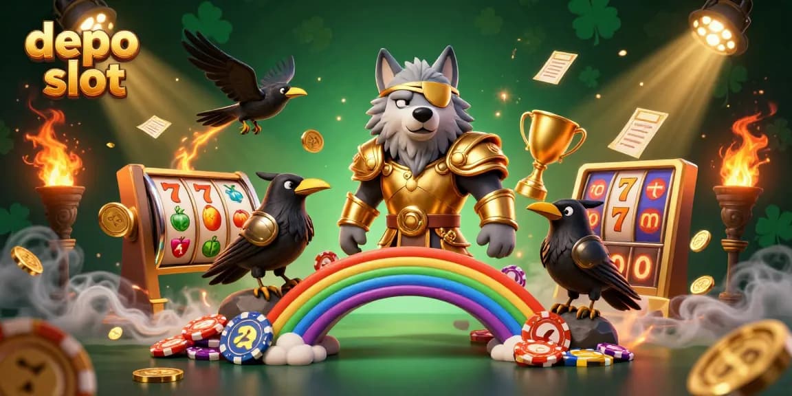 Experience winning with depo slot, enhanced by vibrant gaming symbols and engaging Norse characters.