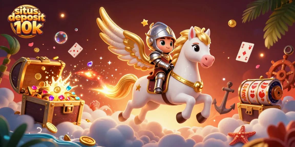 Immerse in thrilling gameplay with situs deposit 10k, exploring treasure chests and slot reels in a dynamic scene.