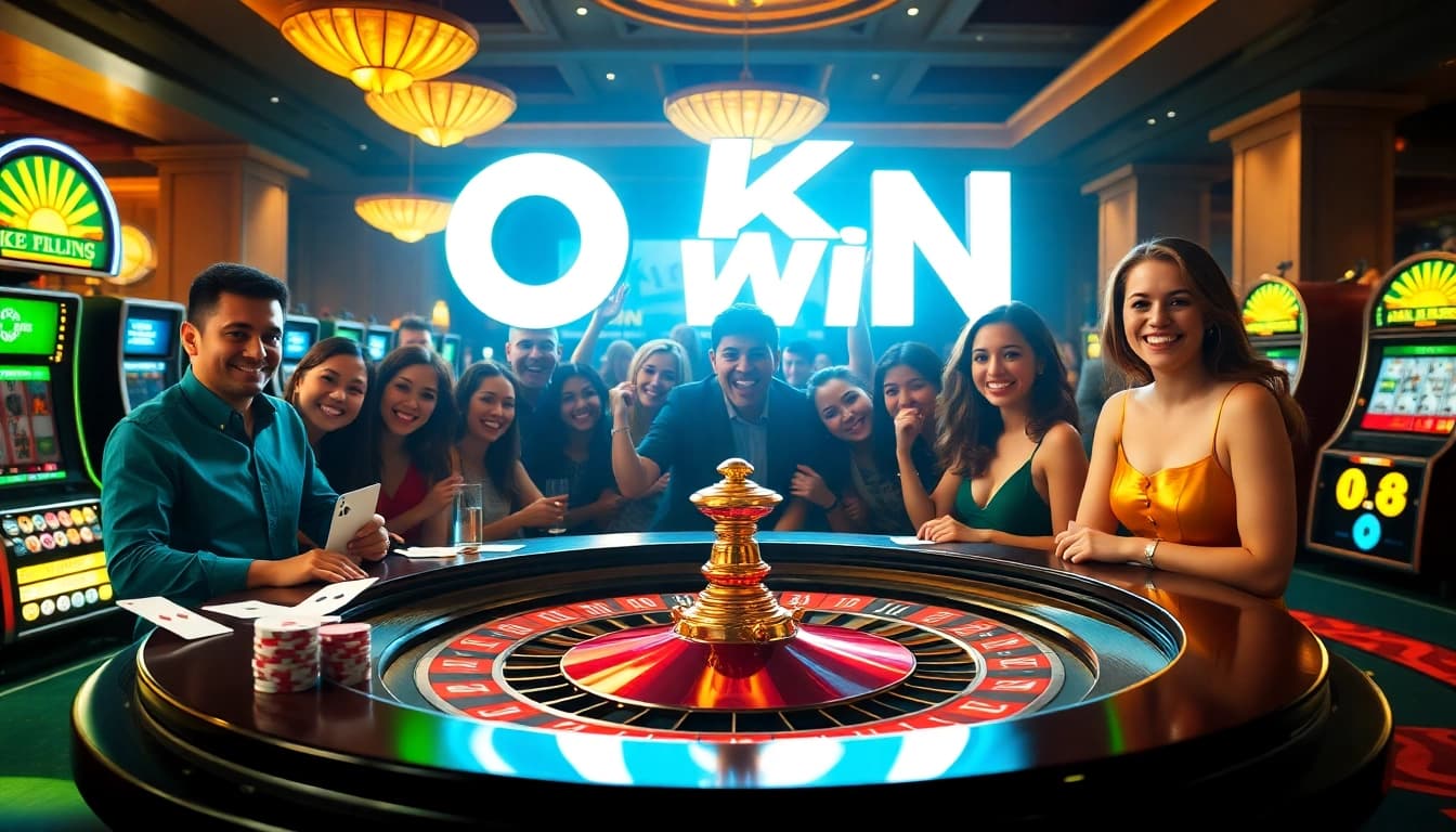 Experience the thrill of winning at OK WIN casino with vibrant games and excited players.