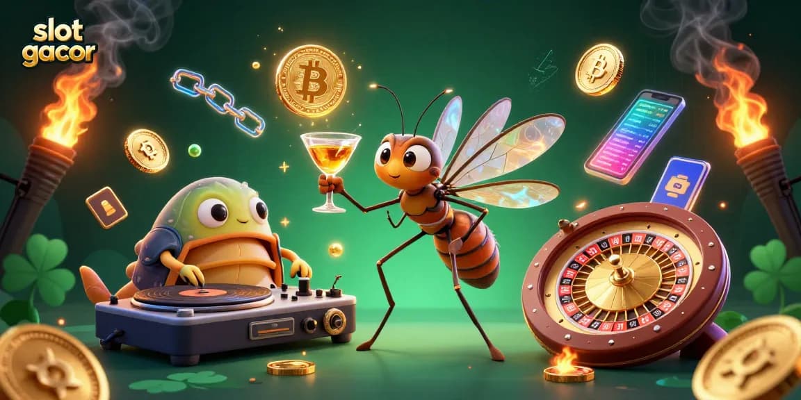 Menangkan permainan slot gacor dengan karakter kasino dalam ilustrasi megah.