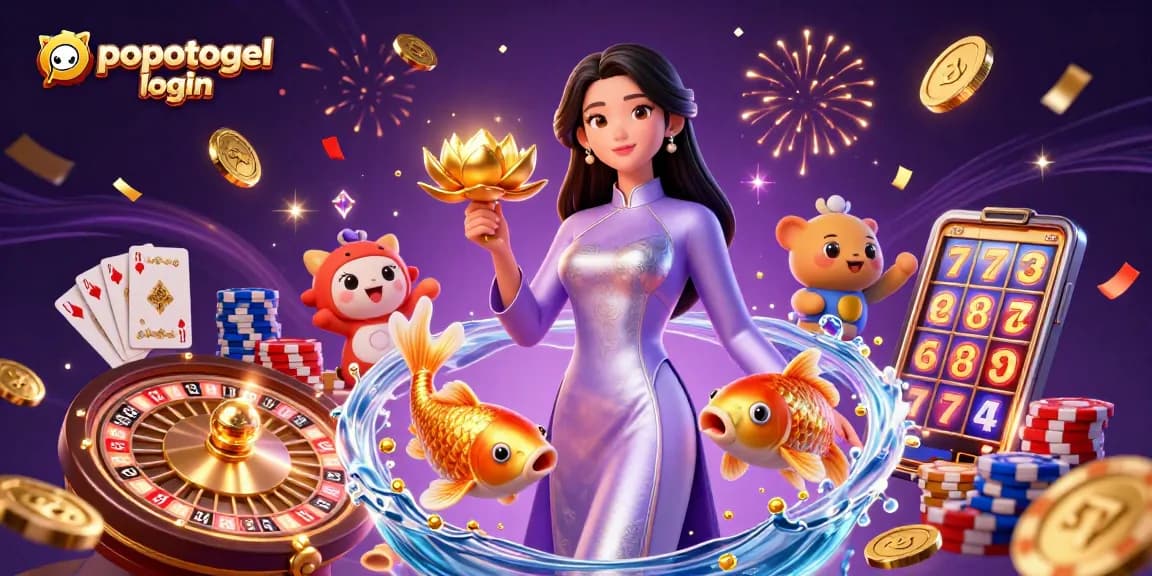 Experience the excitement of online gaming with popotogel login, featuring a captivating scene of luck and wealth.