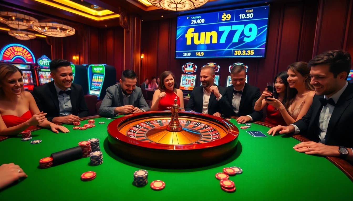 Experience the excitement of fun79 with engaged players at a vibrant casino table.