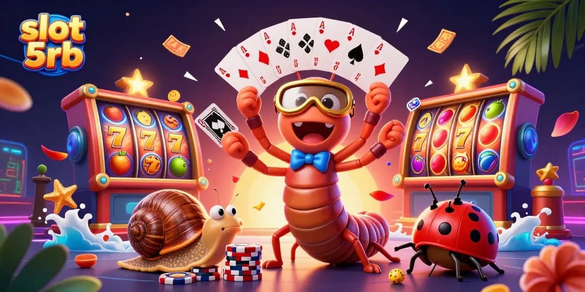 Experience the thrill of slot 5rb gaming with dynamic characters and vibrant symbols in this colorful scene.