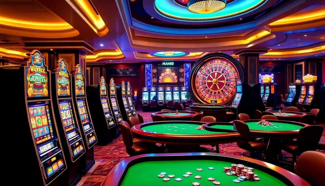 Engage in exciting gaming experiences at Man88's vibrant casino slot area.