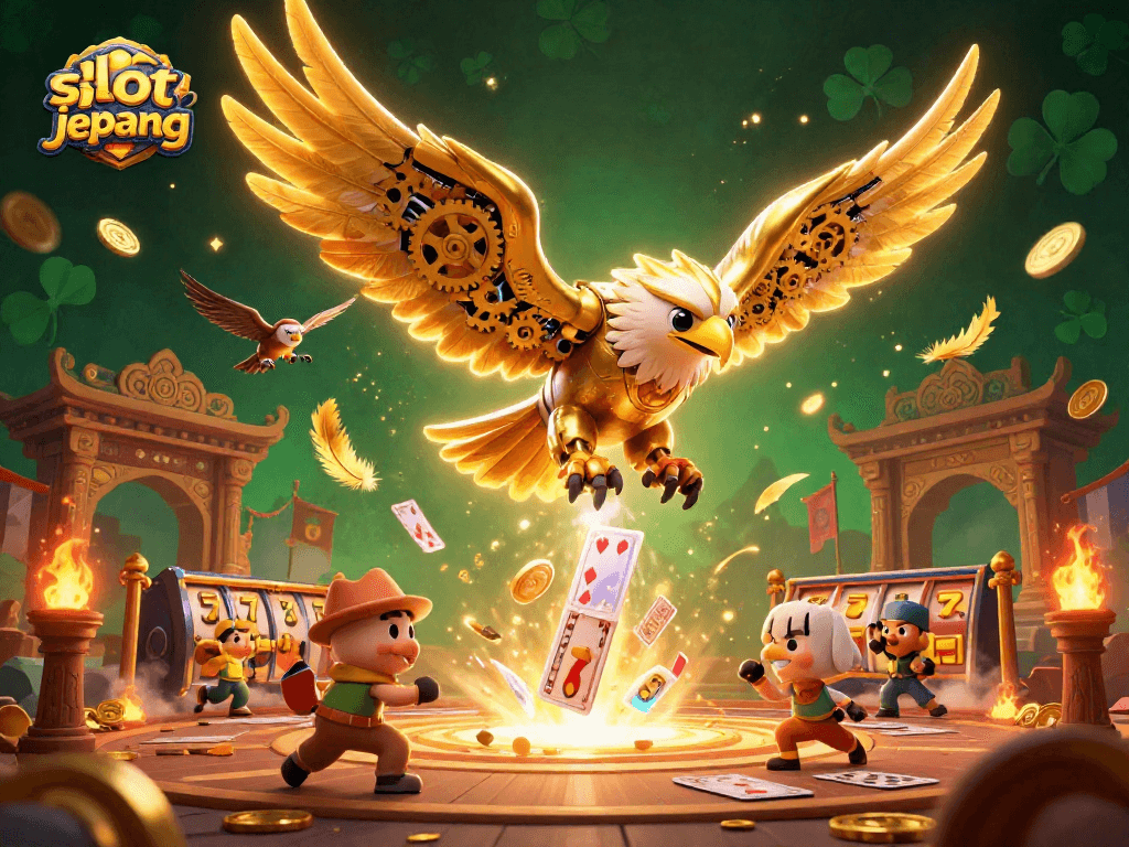 Experience the excitement of slot jepang with a vibrant 3D digital illustration highlighting gaming action and dramatic effects.