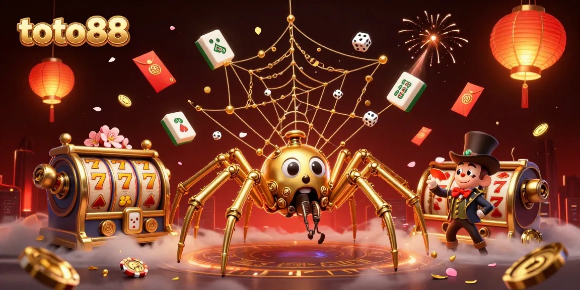 Experience excitement with the toto88 golden spider catching dice in a dynamic casino scene.