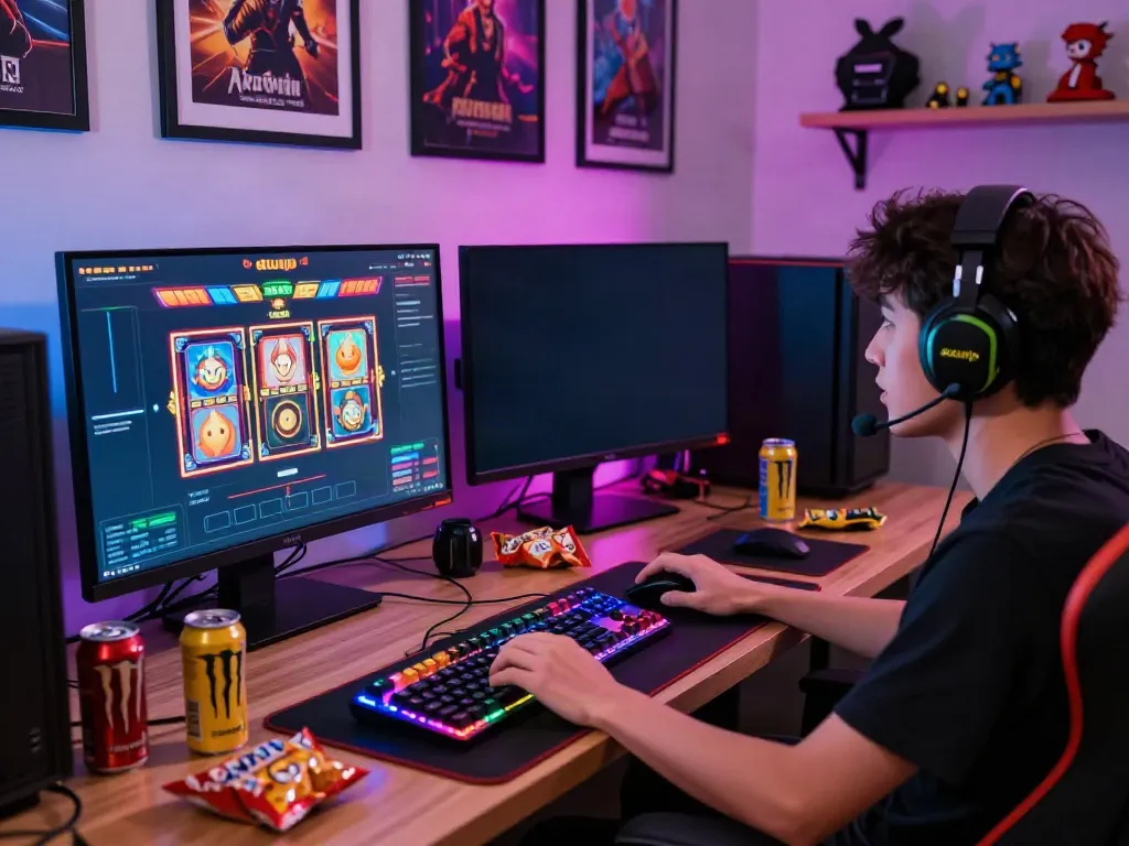 Player engaged in playful slot gaming action related to akunjp with vibrant accessories.