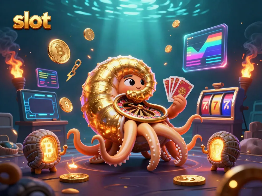Experience thrilling gameplay with vibrant slots and a giant nautilus in an energetic casino scene.