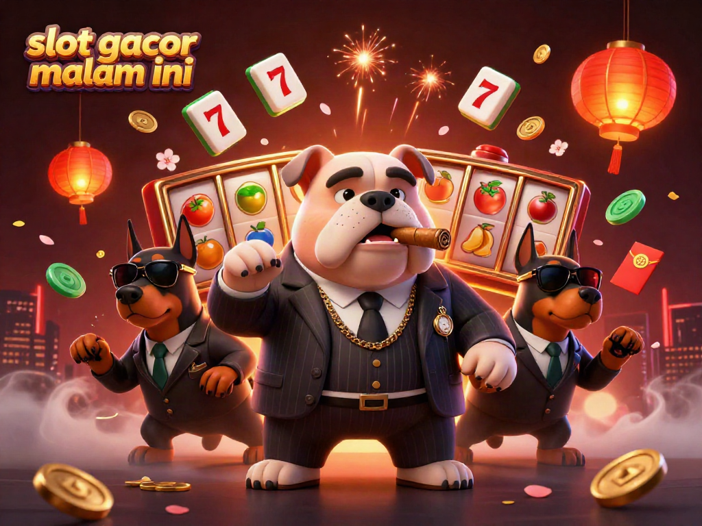 Menangkan slot gacor malam ini dengan bulldog mafia, simbol keberuntungan, dan suasana casino yang kaya.
