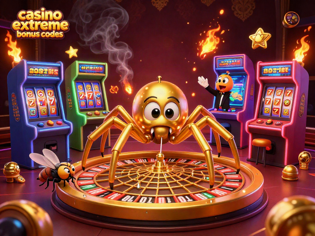 Engage with casino extreme bonus codes while a fly bets nervously at a roulette wheel web.