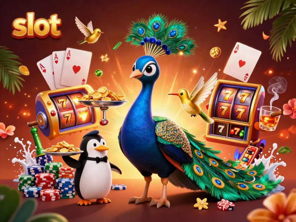 Spin the slot machines with our vibrant casino scene featuring luxury characters and games.