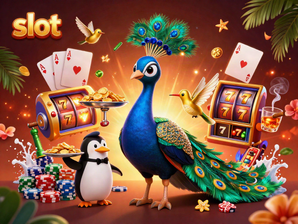 Spin the slot machines with our vibrant casino scene featuring luxury characters and games.