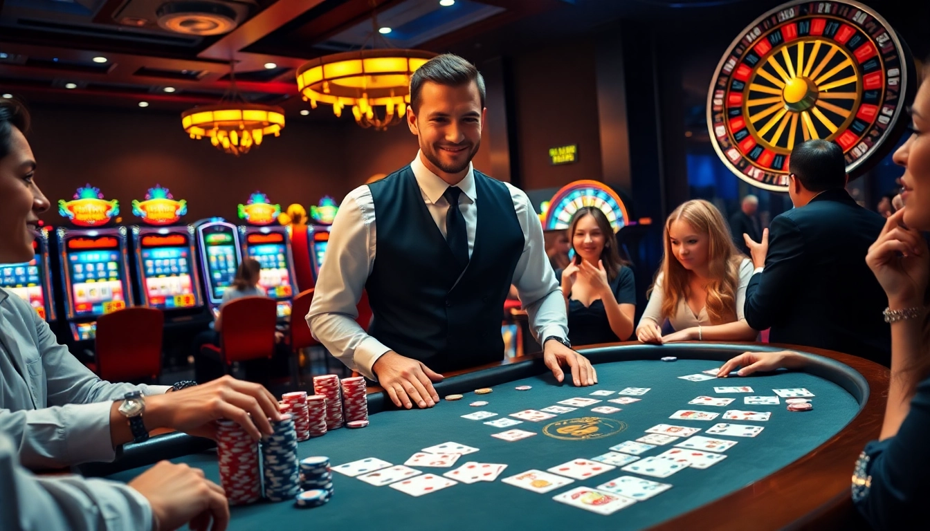 Players enjoying a thrilling MK8 poker game, surrounded by vibrant casino elements.