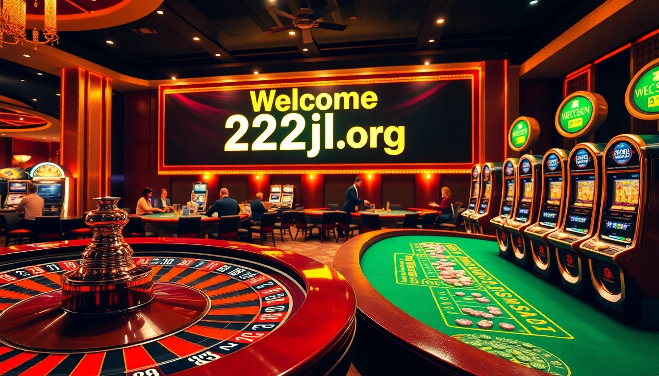 Players enjoying their time at 22jl org casino with roulette, poker, and slot machines.