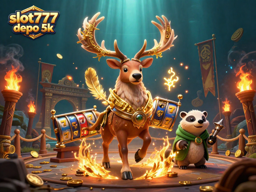 Engage with the slot777 depo 5k scene showcasing vibrant characters among mystical casino elements for a winning experience.
