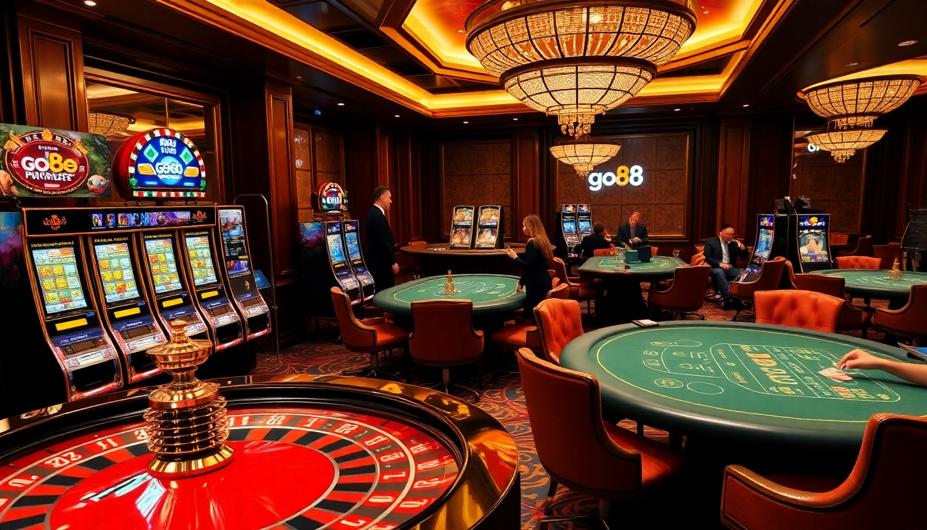 Experience the excitement of go88 with vibrant slot machines and live dealer tables in a luxurious casino.