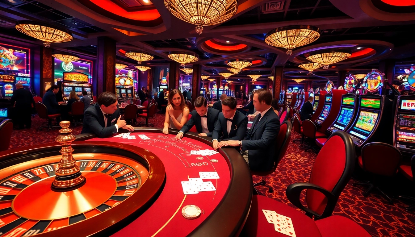 Players strategizing at a poker table in a luxurious casino scene, highlighting https://bl555.family/.