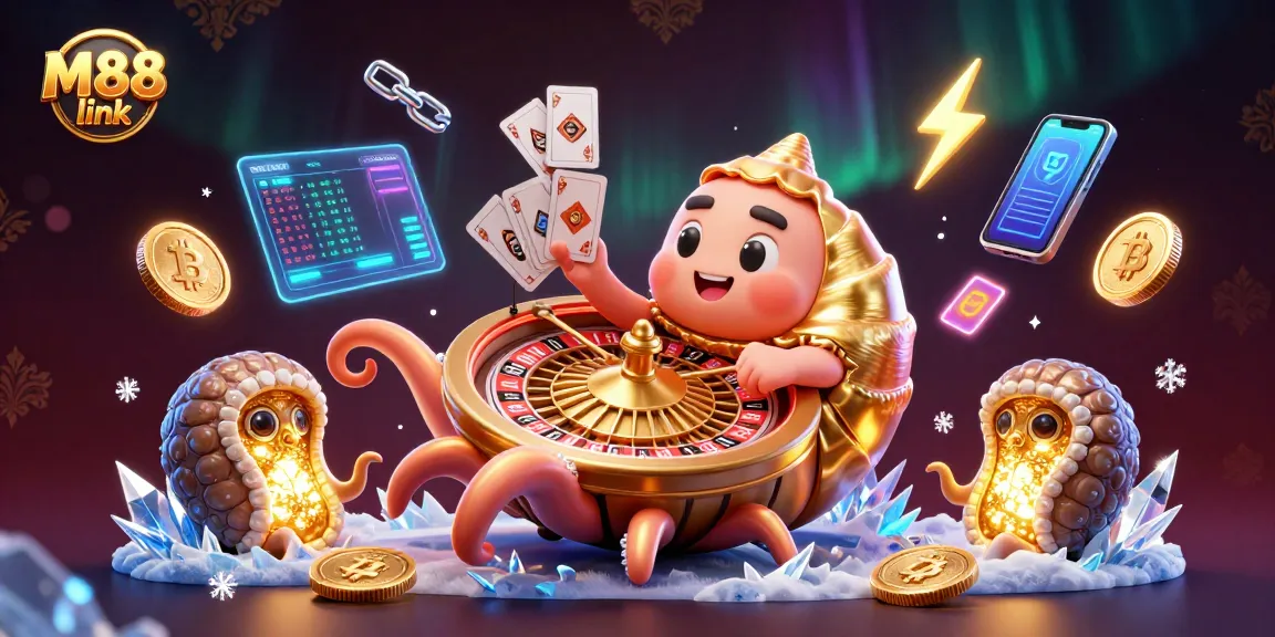 Spin to win with the M88 link: a vibrant, action-packed 3D casino scene