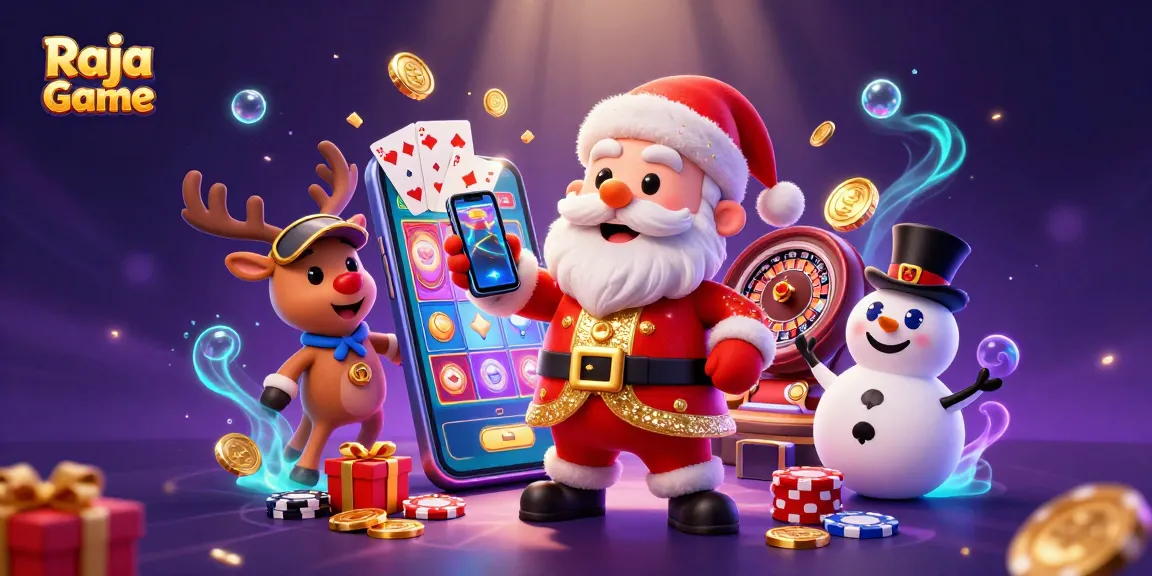 Engage with the thrilling world of Raja Game, featuring a colorful casino scene with festive characters and vibrant gaming elements.