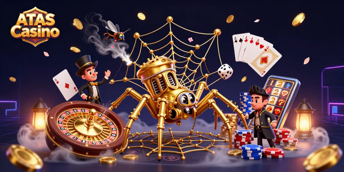 Experience thrilling wins at ATAS Casino with a vibrant 3D illustration of a steampunk theme.