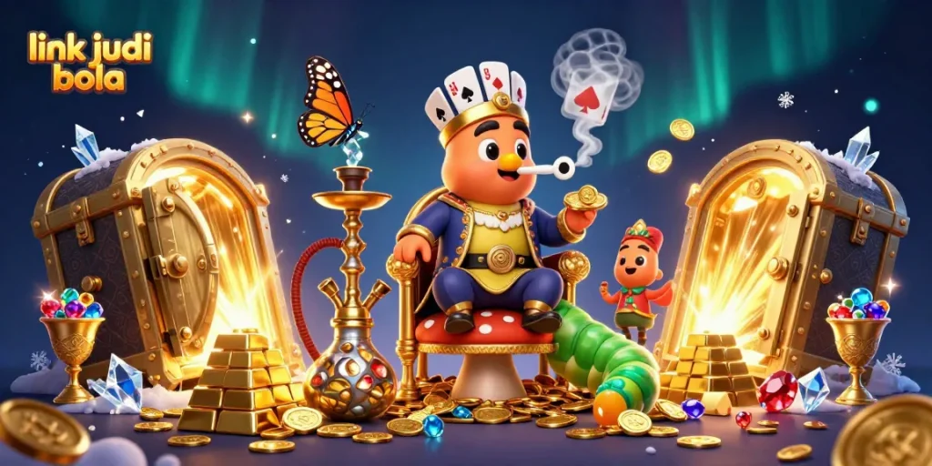 Experience the thrill of link judi bola with this vibrant, magical 3D illustration depicting casino excitement.