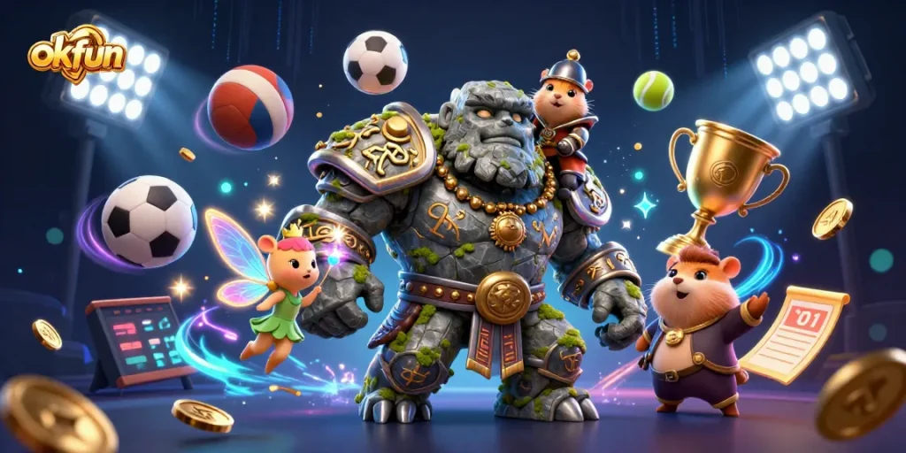Experience exciting adventures with okfun's dynamic gaming features and engaging characters in vibrant surroundings.