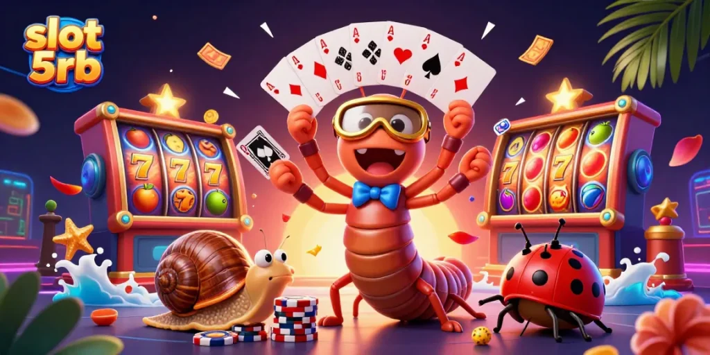 Experience the thrill of slot 5rb gaming with dynamic characters and vibrant symbols in this colorful scene.